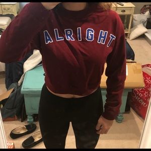 Cropped graphic crew neck sweatshirt